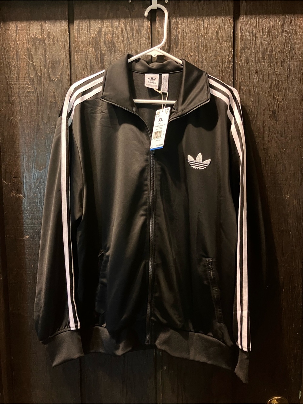 Adidas Women’s Black Three-Stripe Loose Fit Track Jacket w/ Trefoil